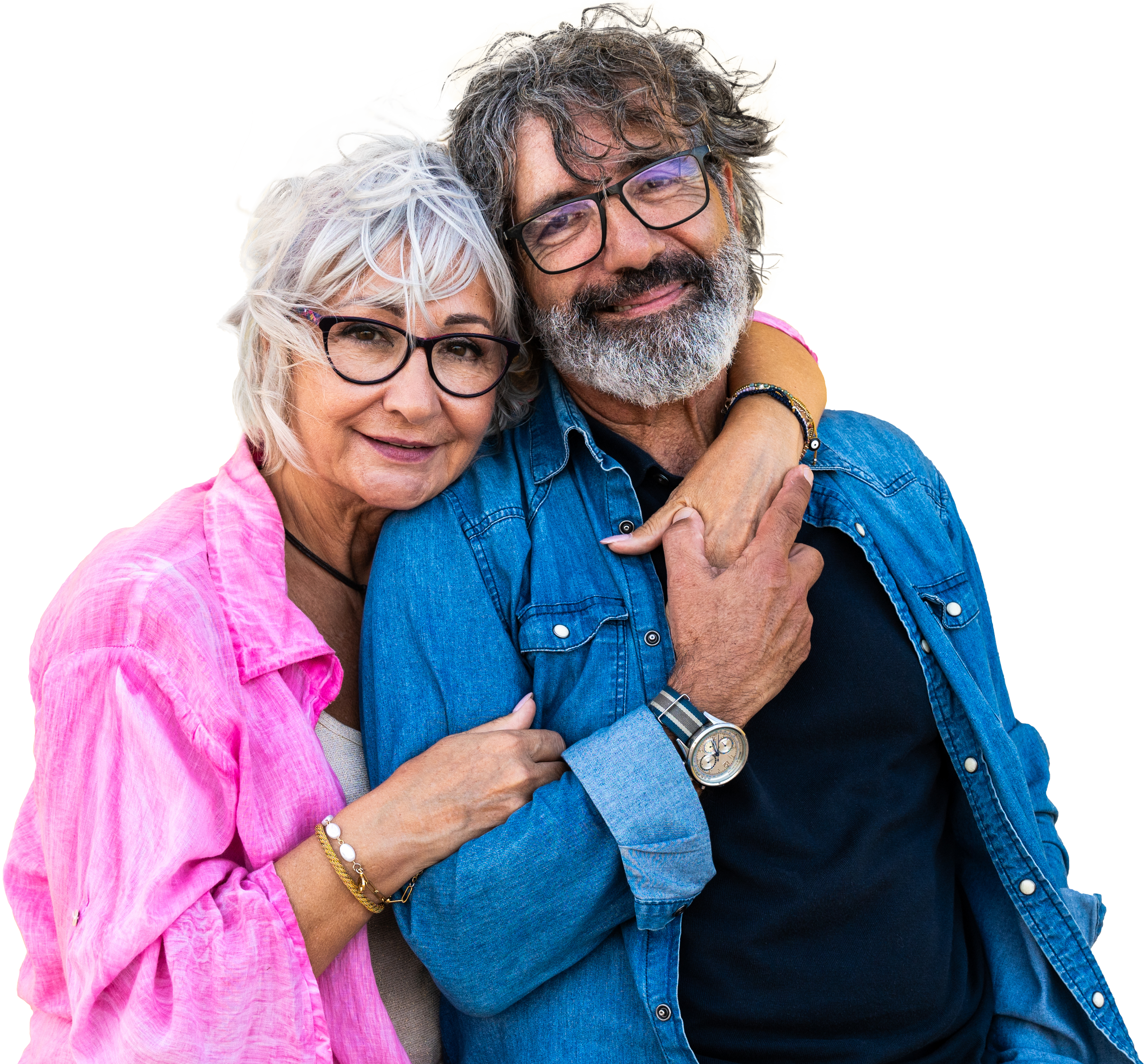 older couple hugging