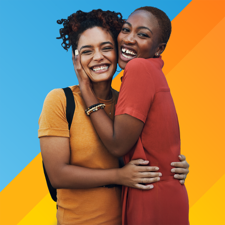 two women smiling